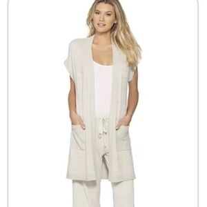 Barefoot Dreams Cozy Chic Ultra Lite Sleeveless Long Cardigan Cream color XS